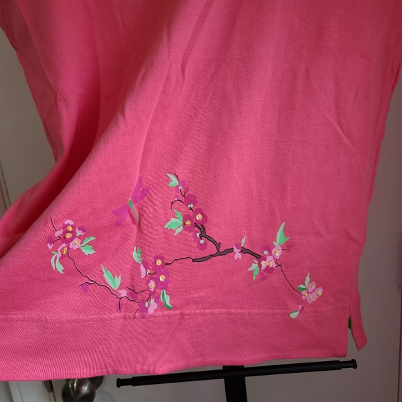 Morgan Cole Womens Pink Floral Dragonfly Tank Top - Picture 2 of 4